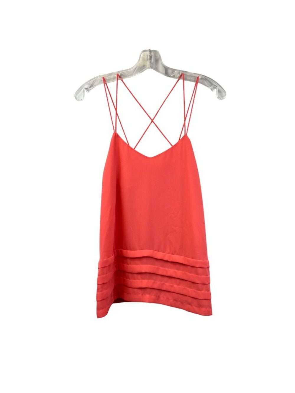 Candie’s Womens Double Strap Tank Top Pleated Hem Pink Coral Size Large